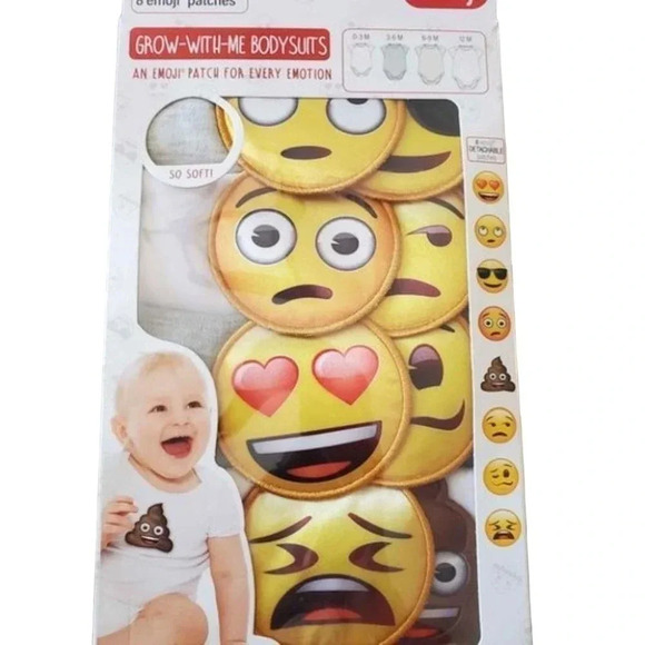 Grow With me Onesie Set Emoji 4 onesies sized 0-3/3-6/6-9/12  Gift Set - Picture 1 of 8